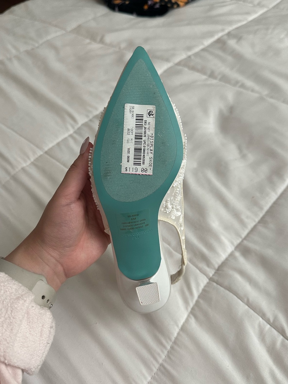 Betsey Johnson Ivory Beaded Pointed Slingback Heels - Picture 7 of 7